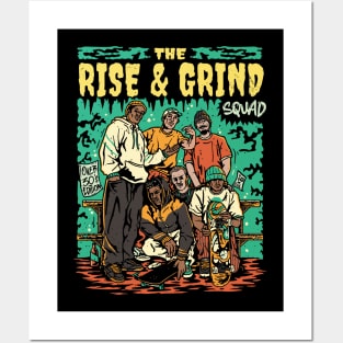 The Rise & Grind Squad // Retro Skateboarding // Comic Style Skater Crew Posters and Art